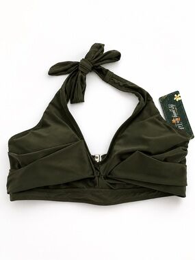 Blooming Jelly Olive Green Halter Bikini Top